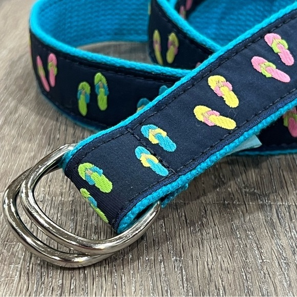 LILLY PULITZER Eliza B Size Large Flip Flop Ring Ribbon Belt Summer Spring Vacay - Picture 3 of 7